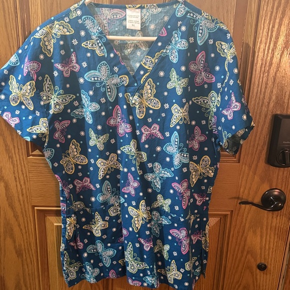 Tops - Butterfly Print Blue Women's Top